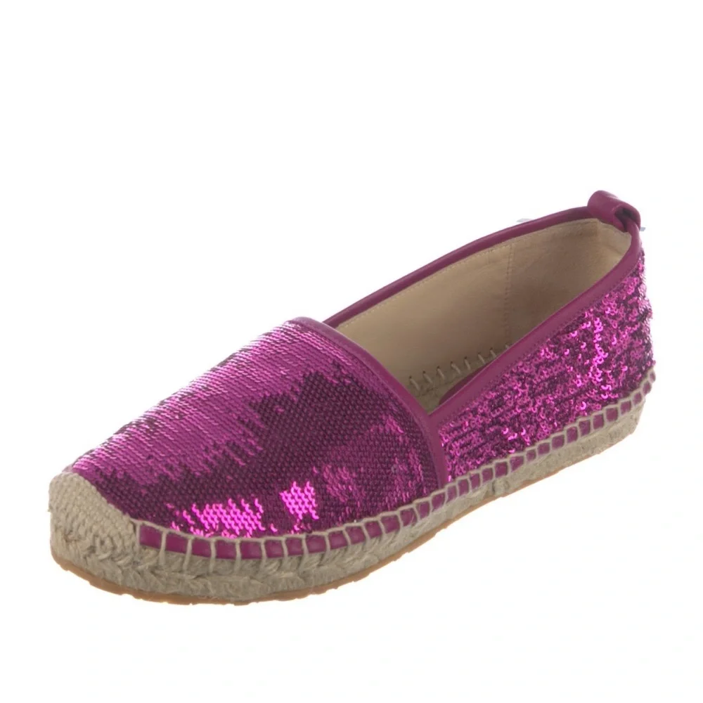 Jimmy Choo Hot Pink Leather Espadrilles Size 8